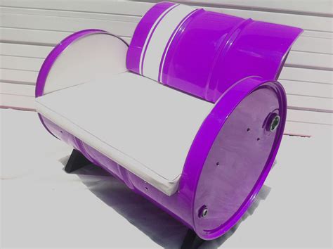 Recycled 55 Gallon Drum Arm Chair Purple Powder Coat With Automotive