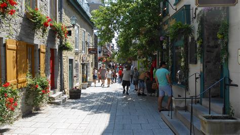 Alleyway With People In Quebec City Canada Image Free Stock Photo