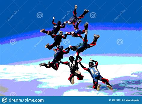 Set Of Different Skydivers Characters Flying With Parachutes Vector
