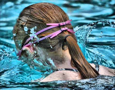 Wallpaper Wet Water Pool Girl Female Swimming Swim Goggles