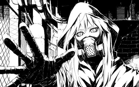 Maybe you would like to learn more about one of these? Black and white Vocaloid gas masks drawings anime ...