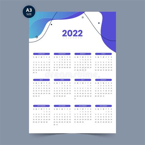 Simple And Minimal 2022 Calendar Design Template Stock Vector