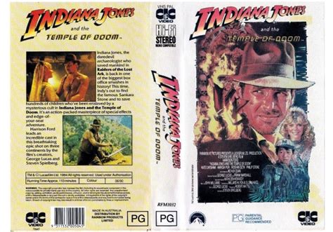 Indiana Jones And The Temple Of Doom 1984 On CIC Video Australia VHS