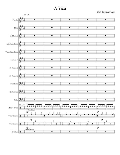 Find arrange tracks, artists, and albums. "Africa" Marching Band Arrangement Sheet music for Flute, Clarinet, Piccolo, Alto Saxophone ...
