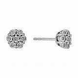 Pictures of Diamond Stud Earrings Set In Silver
