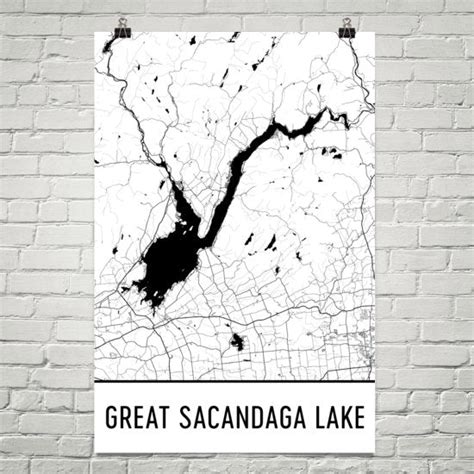 Great Sacandaga Lake Ny Art And Maps Modern Map Art