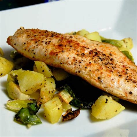 Pan Seared Trout W Roasted Brussels Sprouts And Potatoes