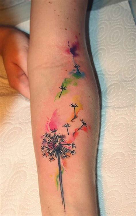 51 Most Beautiful Watercolor Tattoos Art Ideas Dandelion Tattoo