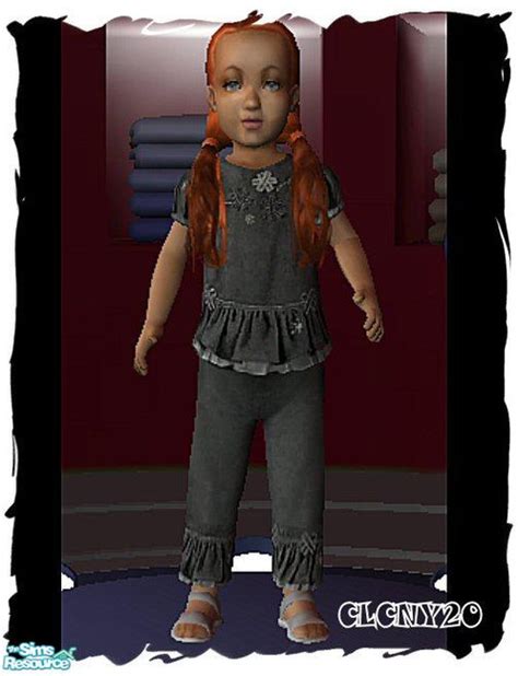 The Sims Resource Black Ruffled Top Outfit For Toddlers
