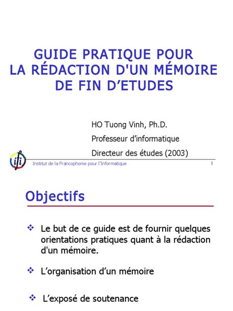 Guide Pratique Pour La Rédaction Dun Mémoire De Fin Detudes