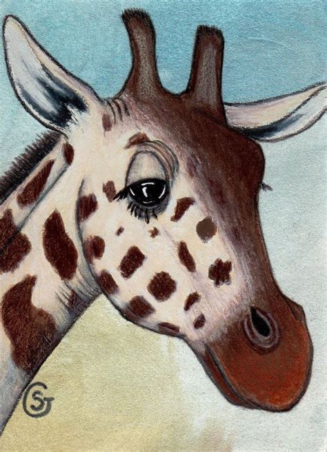 Giraffe Watercolor Art Aceo Giclee Signed Print By Sherrygoeben 300