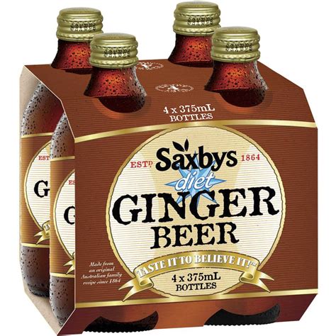 Saxbys Diet Ginger Beer 4x375ml Woolworths