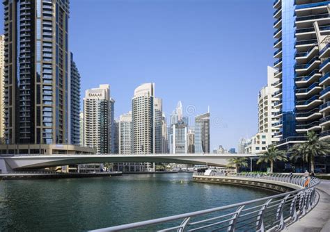 Marina Bay And Skyscrapers In Dubai Uae Clear Sunny Day 16 March 2020