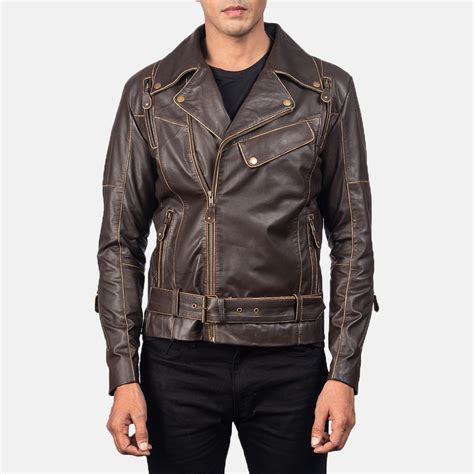 Mens Vincent Brown Leather Biker Jacket