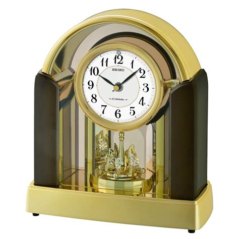 Seiko Battery Melody Mantel Clock With Rotating Pendulum Qxw248g