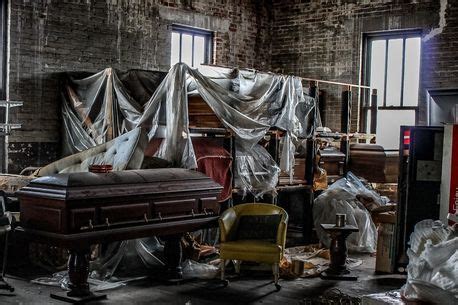 Inside Creepy Abandoned Funeral Home With Rotting Chapel Open Coffin And Hearse Funeral Home