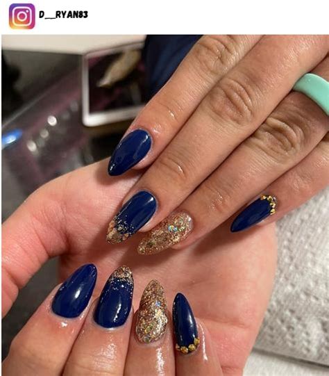 49 Blue And Gold Nail Designs For 2023 Nerd About Town