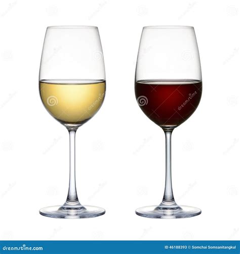 Red Wine Glass And White Wine Glass Isolated On A White Background