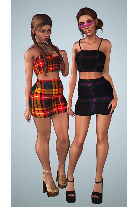 Dizziesims Plaid Set Top And Skirt 100 New Emily Cc Finds