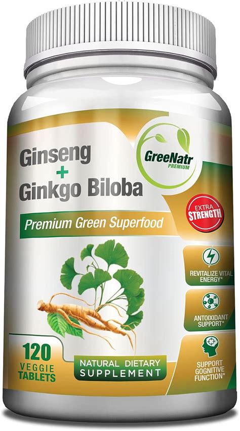Panax Ginseng Ginkgo Biloba Tablets Premium Non Gmo Veggie Superfood Traditional Energy