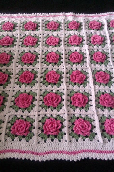 Vintage Rose Blanket Crochet Bedspread Pattern Crochet Rose Crochet
