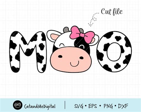 Moo Cow Girl Svg Face Cow Svg Cow Print Svg Cow Birthday Svg Etsy