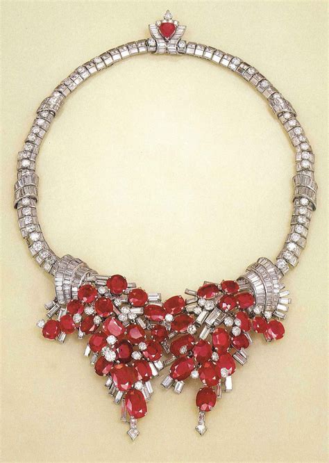 Stunning Art Deco Burmese Ruby And Diamond Necklace