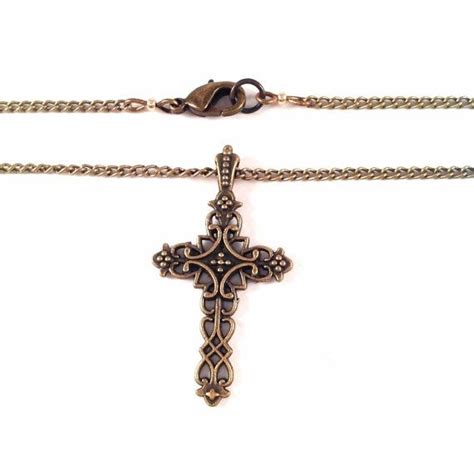 Intricate Cross Necklace Antique Bronze Antique Brass Layering