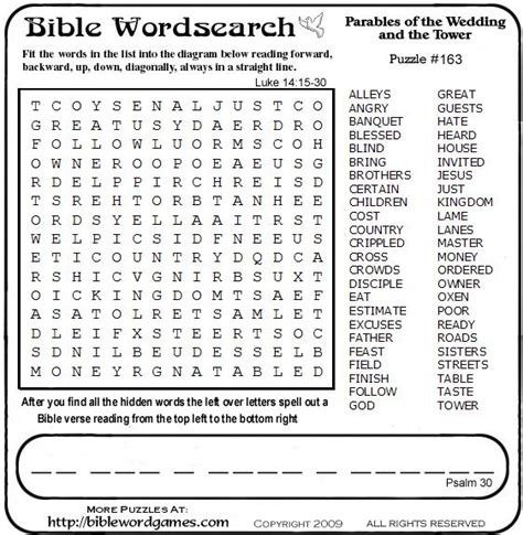Parables Word Search Bible Word Searches Bible Words Sunday School