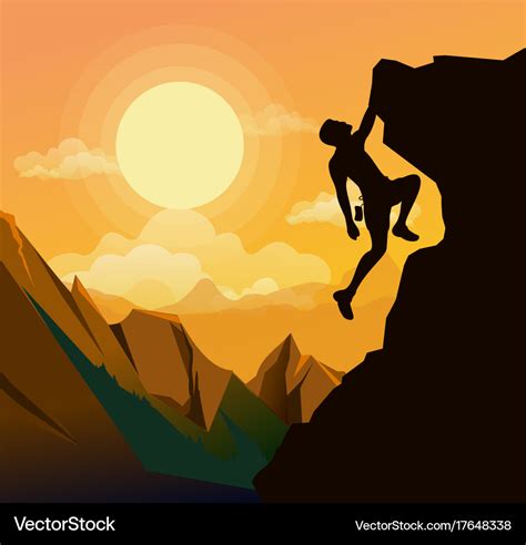 Mountain Climbing Man On Royalty Free Vector Image