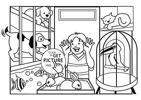 Jungle coloring pages can help teach your children which animals live in the jungle. Boy and Pets coloring page for kids, animal coloring pages ...