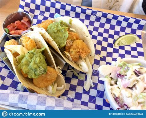 Deep fried fish tacos near me. Fresh fried shrimp tacos stock photo. Image of crisp ...