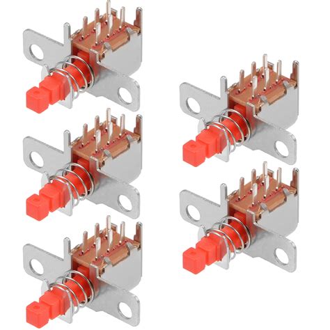 Push Button Switch Dpdt 6 Pin 1 Position Self Locking Red 5pcs