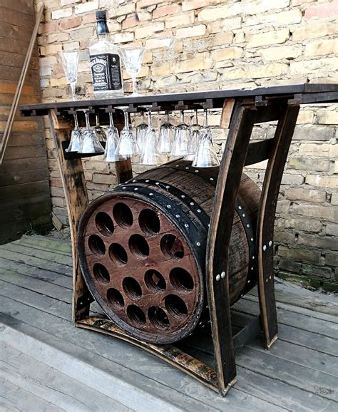 Whisky Barrel Wine Rack Cabinet Handcrafted From A Reclaimed Etsy