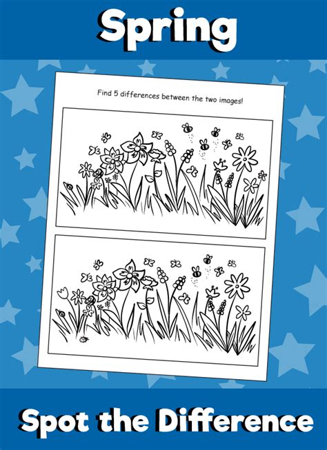 Spring Spot The Difference Flowers Spring Coloring Pages Spring