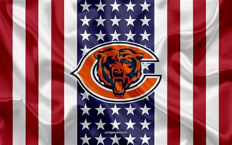 Chicago Bears Logo Emblem Silk Texture American Flag American