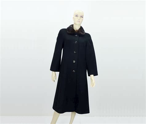 Elegant 1960s Women S Coat Wool Coat Mink Collar Uk 12 Us Etsy