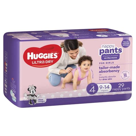 Huggies Ultra Dry Nappy Pants Toddler Girl Pack 29 Carton Of 4 Winc