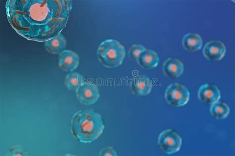 Cell Of A Living Organism Scientific Concept Illustration On A Blue
