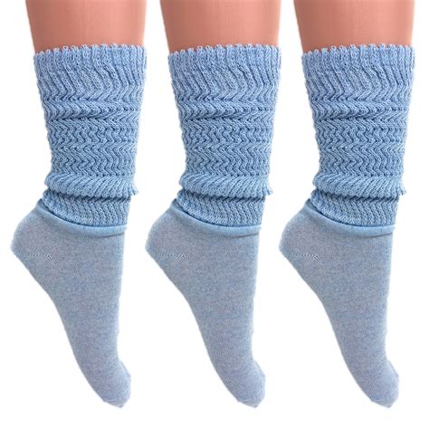 Lightweight Slouch Socks For Women Extra Thin Light Blue Cotton Socks 3