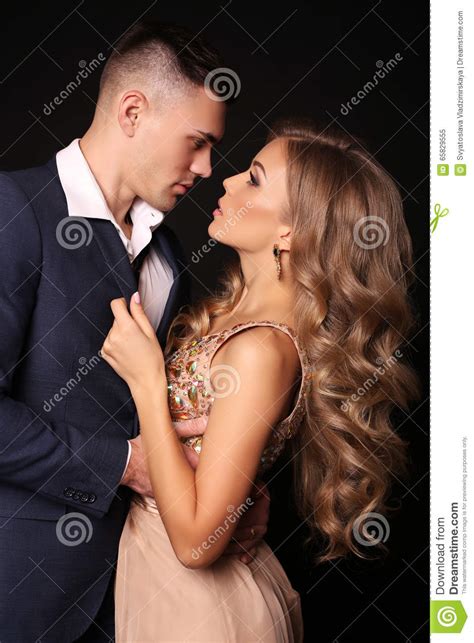 Love Story Beatiful Couple Gorgeous Blond Woman And Handsome Man Stock Image Image Of