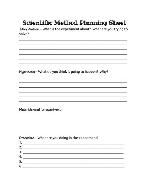 Scientific Method Planning Sheet Template Download Printable Pdf