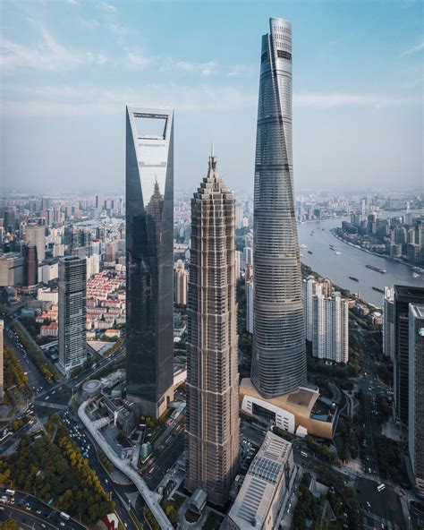 Shanghai World Financial Center Jin Mao Tower And Shanghai Tower From