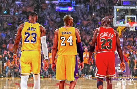 LeBron James, Kobe Bryant and Michael Jordan Mixed Media ...