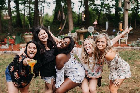 Group Of Female Best Friends At Party By Stocksy Contributor Leah