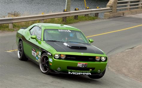 Green Dodge Coupe Car Green Cars Dodge Challenger Srt8 Hd Wallpaper