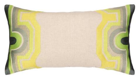 Trina Turk Residential Linen Embroidered Lumbar Pillow Arcata Green
