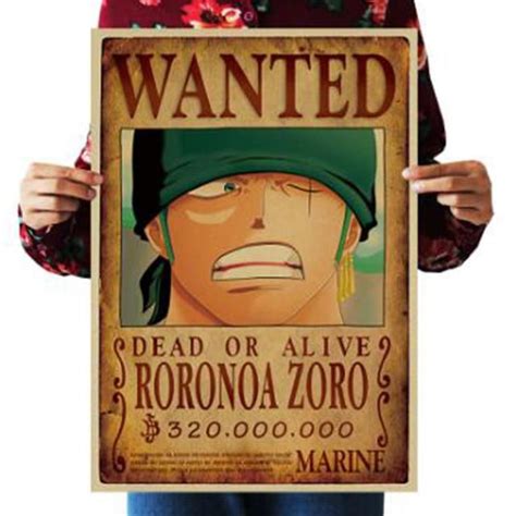 One Piece Merch Dead Or Alive Roronoa Zoro Wanted Bounty Poster