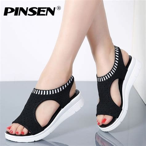 Pinsen Women Sandals 2019 New Female Shoes Woman Summer Wedge
