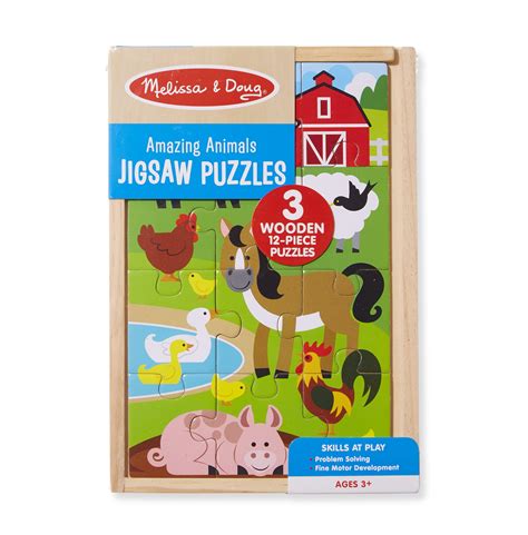 Melissa And Doug Amazing Animals Wooden Jigsaw Puzzles In A Box 3